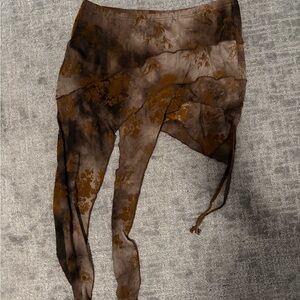Sheer Brown Floral Asymmetrical Scarf Wrap
